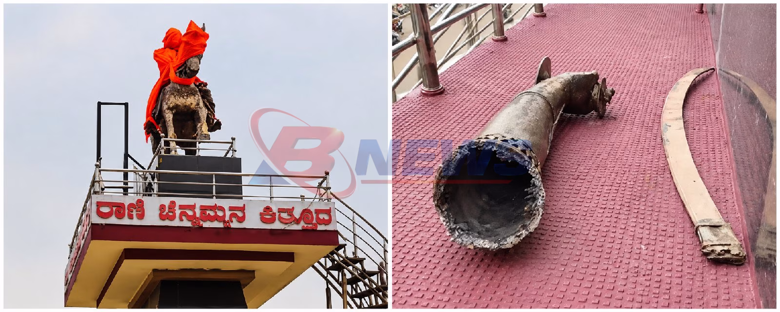 ಬೆಳಗಾವಿ: ಕಿತ್ತೂರು ಉತ್ಸವದ ಹೊತ್ತಲ್ಲೇ ವೀರರಾಣಿ ಚೆನ್ನಮ್ಮನ ಪುತ್ಥಳಿಗೆ ಹಾನಿ, ಕೈ ಭಾಗ ಕಟ್!